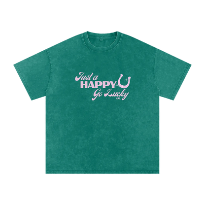 Happy Go Lucky Washed Oversized Cotton T-Shirt